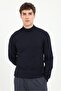 Men's Slim Fit Half Turtleneck Navy Blue Knitwear - 3