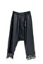 Women's Faux Leather Flared Pants with Lace Detail Design