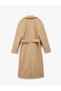 Long Sleeve Pocketed Belted Double-Breasted Long Cashmere Coat - 3