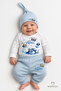 Little Prince 3-Piece Baby Boy Set – Long Sleeve 100% Cotton Bodysuit, Pants and Hat Set Blue