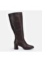 Large Size Women's Heel Boots 41-42-43-44-Brown Leather - 7