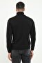 Men's Slim Fit Half Turtleneck Black Knitwear - 3