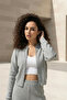 Gray Sh Fleece-Lined Knitwear Pants Bomber Jacket Women's Top-Bottom Set - 8