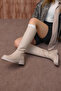 Women's Beige Skin Thick Thermo Sole Zippered Boots - 3
