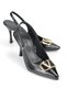 Hilda Women's Flexible Soft Non-Slip Sole (8 cm Heel) Patent Leather V Buckle Heeled Shoes - Black - 3