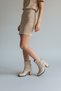 Heeled Fabric Ankle Boots Trend Beige - 4