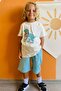 Boy's Shorts Set Console King Gamer Dinosaur Printed 2-6 Years Old, Cream - 2