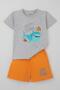 Boy's Shorts Set Blue Heroes of the World 1.5-5 Years Old, Light Gray Melange