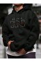 Unisex Black Oversized Hooded 100% Cotton 3 Thread B Printed Hoodie Wide Size