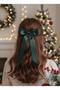 Green Burgundy Double Long Tail Ribbon Shiny New Year's Brooch, Bow New Year's Brooch, Children's Brooch Hand - 2