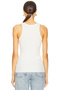 Women's White Halter Neck Bodycon Double Layer Stretchy Sandy Fabric Tank Top - 3