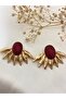 Stone Detailed Fan Earrings