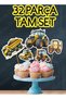 32 Pieces Construction Vehicle Scoop Truck Dozer Scoop Vehicles Banner Cake Picks Cupcake Toppers Set - 3