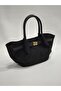 Regal Suede - Crossbody Suede Look Lady Bag with Lock Buckle |   Adjustable Strap Black