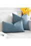 2 Pieces Cushion Covers, 45 x 45 cm, Blue Linen, Modern, Solid Pattern - 6