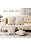 2-Pack 45×45cm Faux Wool Embroidered Pillow Covers, Beige Geometric - 3