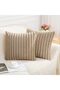 Faux Fur Plush Throw Pillow Covers Set of 2 (Khaki, 45x45 cm)