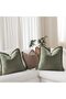 Linen Fringe Throw Pillow Covers 18x18 Inch Set of 2 (Green, 45x45 cm) - 5