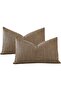 Pack of 2 Linen Throw Pillow Covers 16 x 24 in (40 x 60 cm) Coffee Brown - 7