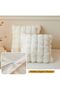 2 Pack Fluffy Faux Rabbit Fur Pillow Covers 18x18 – Bubble Waffle, Ivory Beige - 6