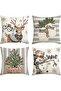 Snowman Reindeer Eucalyptus Throw Pillow Covers, 18 x 18 Inch, Set of 4