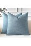 2 Pieces Cushion Covers, 45 x 45 cm, Blue Linen, Modern, Solid Pattern