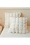 2 Pack Fluffy Faux Rabbit Fur Pillow Covers 18x18 – Bubble Waffle, Ivory Beige