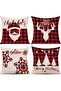 4-Piece Christmas Pillow Covers, Red/Black Buffalo Plaid, 18 x 18 in