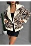 New Season Trend Leopard Patterned Suede Coat Women - 4