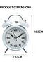 Twin Bell Alarm Clock - Non-ticking Vintage Analog with Backlight (White) - 6
