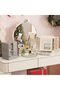 360° Rotating Jewelry Box with Mirror, 6-Drawer Organizer - Creamy - 2