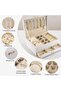 2-Layer PU Leather Jewelry Box Organizer, White - 4