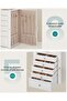 6-Tier Jewelry Box with Mirror, Lockable, 5 Drawers, White - UJBC152W01 - 8