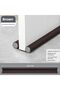 Adjustable Door Draft Stopper - Black Faux Leather (Dark Brown, Regular)