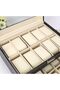 Watch Box Storage Case, PU Leather Lockable, 2 Layers, 20 Slots, Black - 3