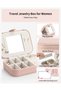 Travel Jewelry Case Box Women PU Leather 2 Layer Jewelry Organizer Holder - Weaving Pink - 5