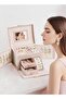 3-Layer Jewelry Box Organizer with Glass Lid (Pink) - 7