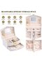 Small Travel Jewelry Organizer Box (White) – 2-Layer Leather Organizer with Mirror - 2