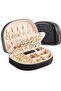 Travel Jewelry Box, Small Portable Seashell-Shaped Jewelry Case - Black