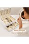 2-Layer PU Leather Jewelry Box Organizer, White - 3