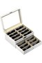 Leather 16-Piece Eyeglasses & Sunglass Display Case Organizer (White, AW-151)