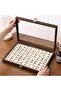 100-Slot Ring Display Case, Walnut Wood Box with Glass Lid, Jewelry Organizer with Flannelette Mat - 2