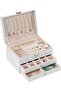 Luxury 3-Tier Jewelry Box Organizer with Lock & Removable Trays (White)