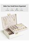 2 Layer Jewelry Box Large Jewelry Organizer for Women (Cream White) - 5