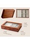 Vintage Walnut Wooden Jewelry Box - Medium Solid Wood Trinket Organizer with Necklace Hooks - 2