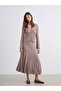 Beige V-Neck Textured Women's Cardigan - 2