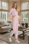 Women's Pink Hooded Tracksuit Set Kangaroo Pocket Sweatshirt Jogger Bottom Two-Piece Set Daily Casual - 5