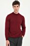 Men's Regular Fit Half Turtleneck Burgundy Knitwear - 3