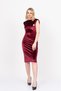 Women's Winter Burgundy Velvet Sculpt Draped Evening Dress Velvet Draped Premium Evening Dress Stylish Daily Casual Dress 50348