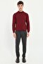 Men's Regular Fit Half Turtleneck Burgundy Knitwear - 2